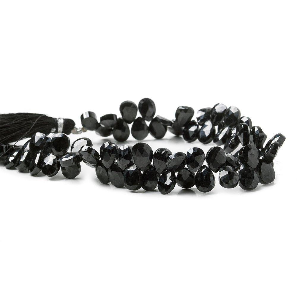 7-9mm Black Spinel Faceted Pear Beads 8 inch 68 pieces - The Bead Traders