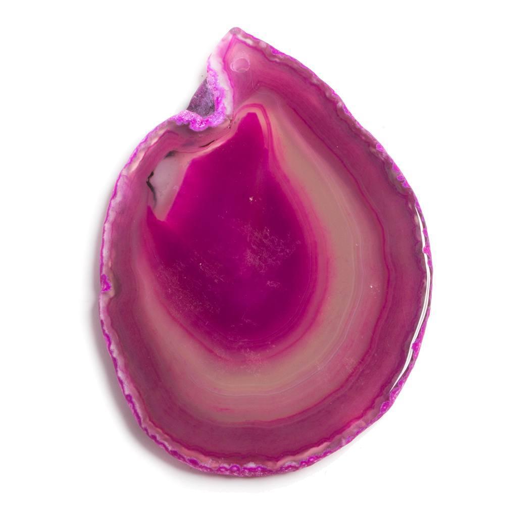 74x52x4mm Hot Fuschia Pink & Colorless Agate Focal Pendant Bead 1 piece - The Bead Traders