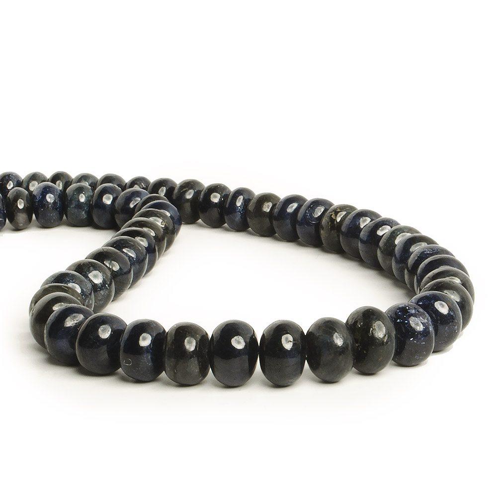 7.5-10mm Grey Blue Sapphire plain rondelle beads 17 inch 67 pieces - The Bead Traders