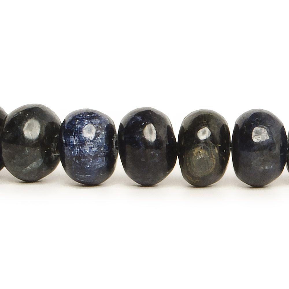 7.5-10mm Grey Blue Sapphire plain rondelle beads 17 inch 67 pieces - The Bead Traders