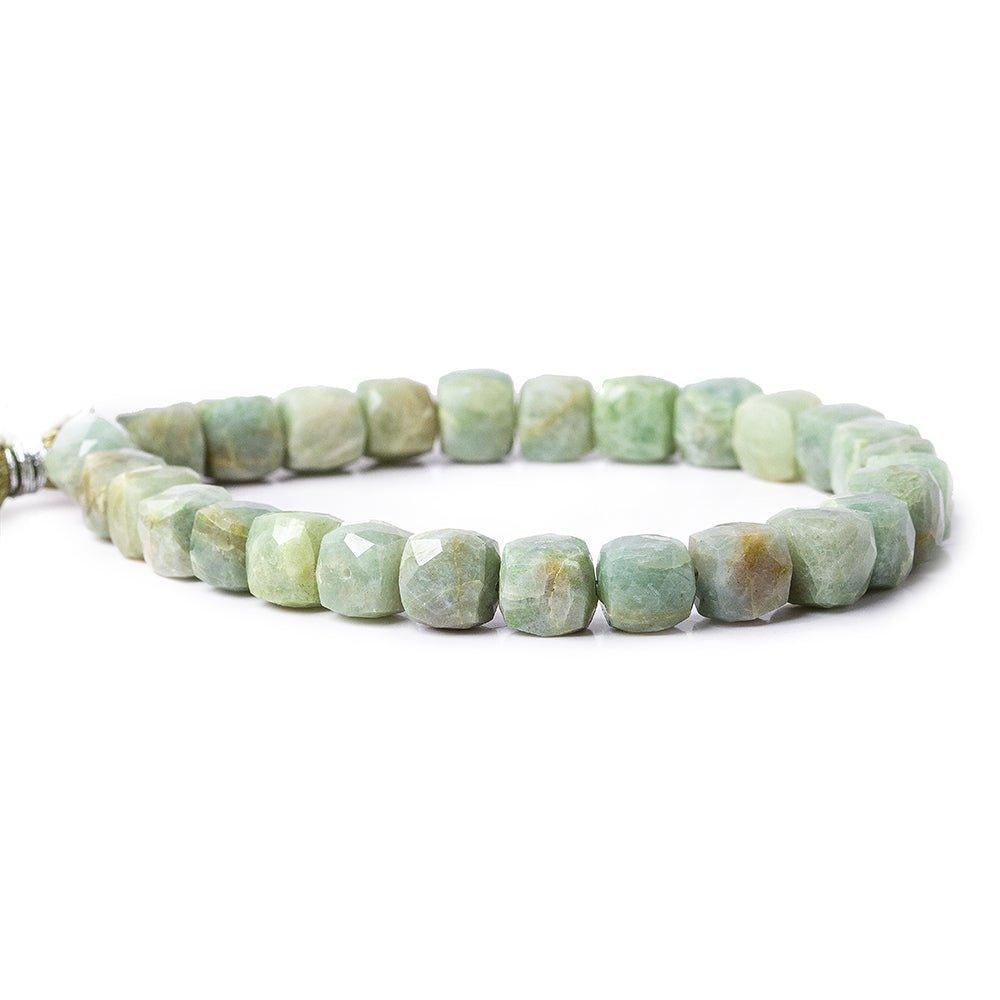 7.5-8.5mm Aquamarine faceted cube beads 8 inch 24 pieces - The Bead Traders