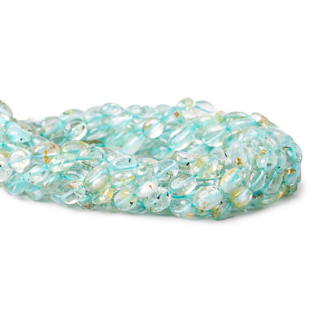 7.5-8mm Aquamarine Plain Oval Beads 13.5 inch 40 pieces - The Bead Traders