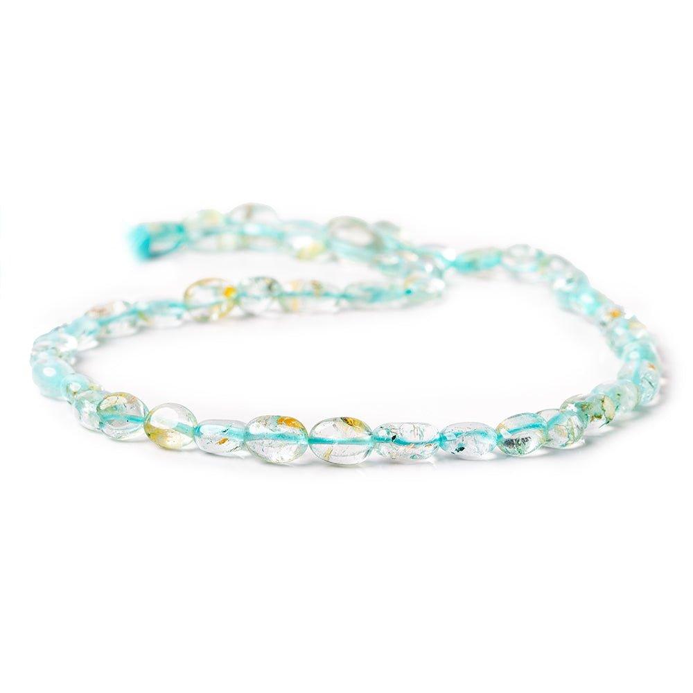 7.5-8mm Aquamarine Plain Oval Beads 13.5 inch 40 pieces - The Bead Traders