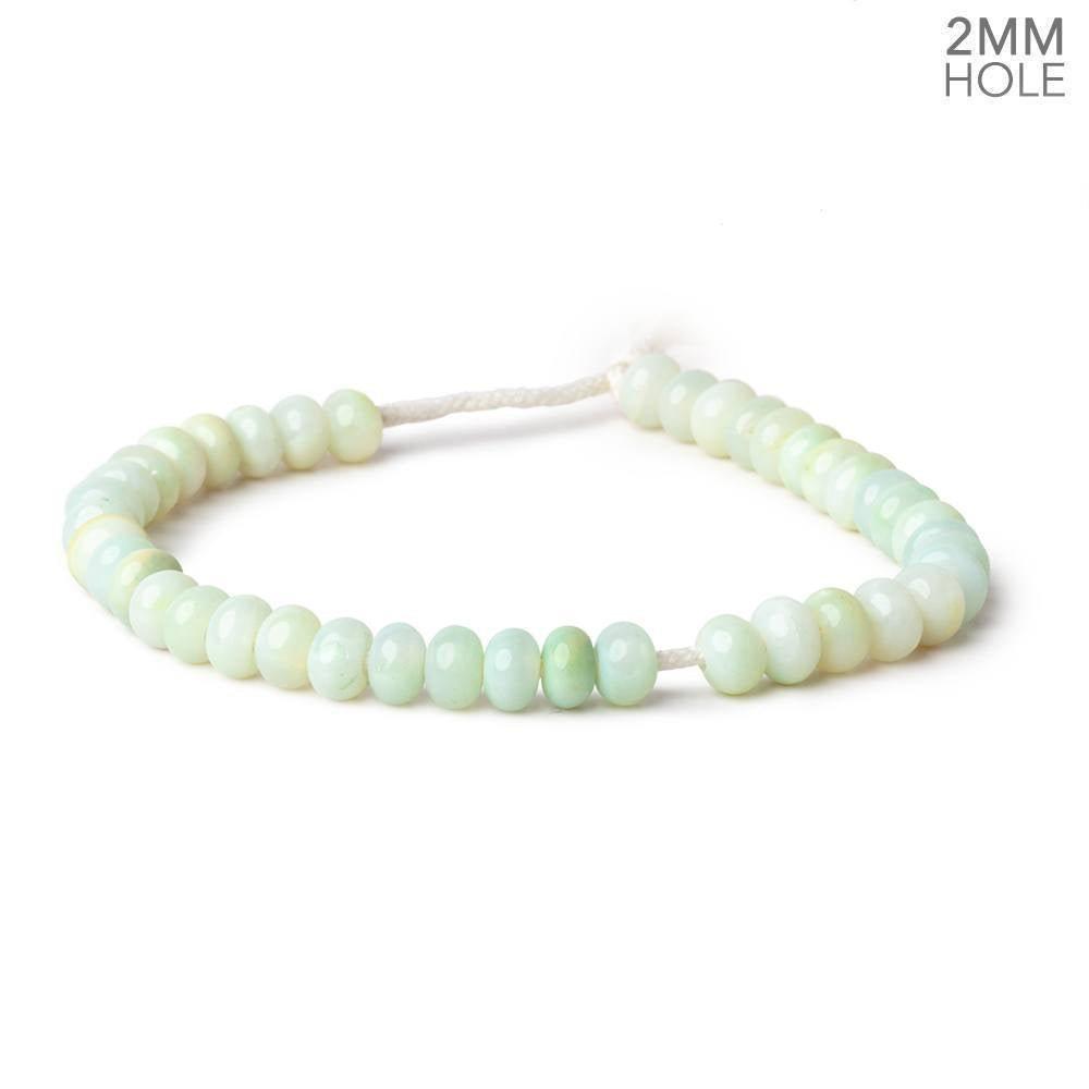 7.5-8mm Pale Lemongrass Opal 2mm Large Hole Plain Rondelles 8 inch 36 beads - The Bead Traders