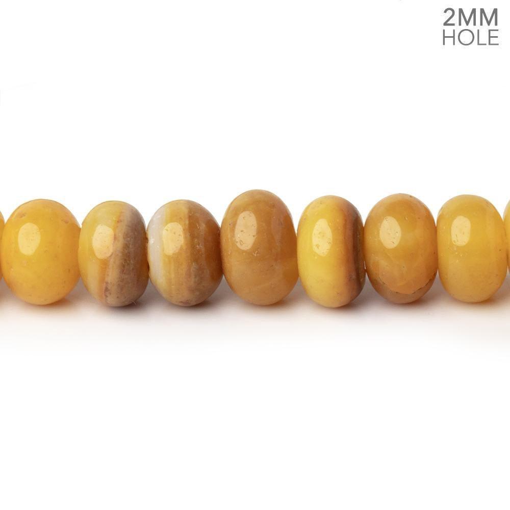 7.5-8mm Yellow Ochre Opal 2mm Large Hole Plain Rondelles 8 inch 38 beads - The Bead Traders
