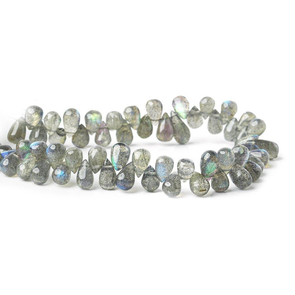7.5-9mm Labradorite Plain Teardrop Beads 8 inch 65 pieces - The Bead Traders