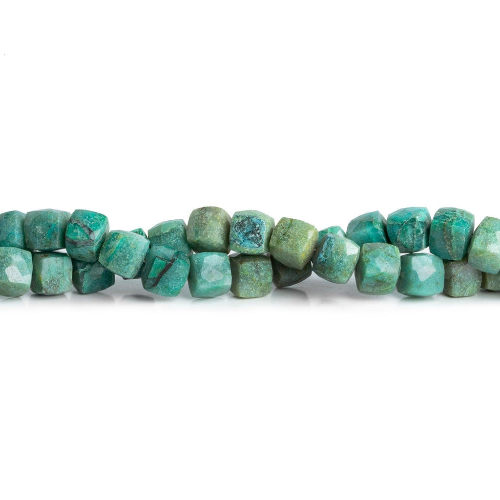 7.5mm Azurite Faceted Cubes 8 inch 27 beads - The Bead Traders