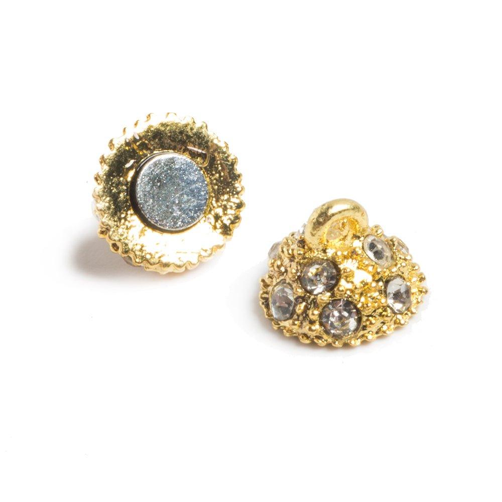 7.5mm Goldtone Rhinestone Ball Magnetic Clasp - The Bead Traders