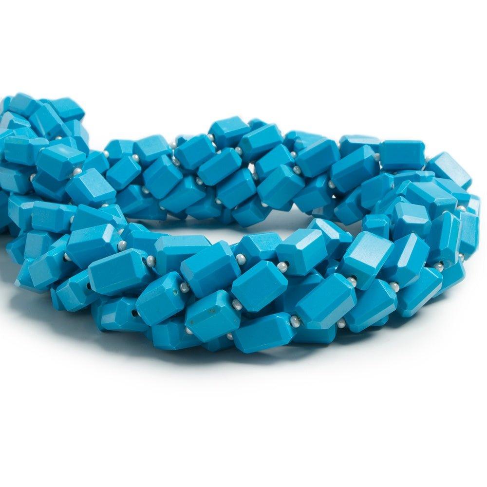 7.5x6-10x6mm Dyed Turquoise Howlite faceted rectangle beads 33 pieces - The Bead Traders