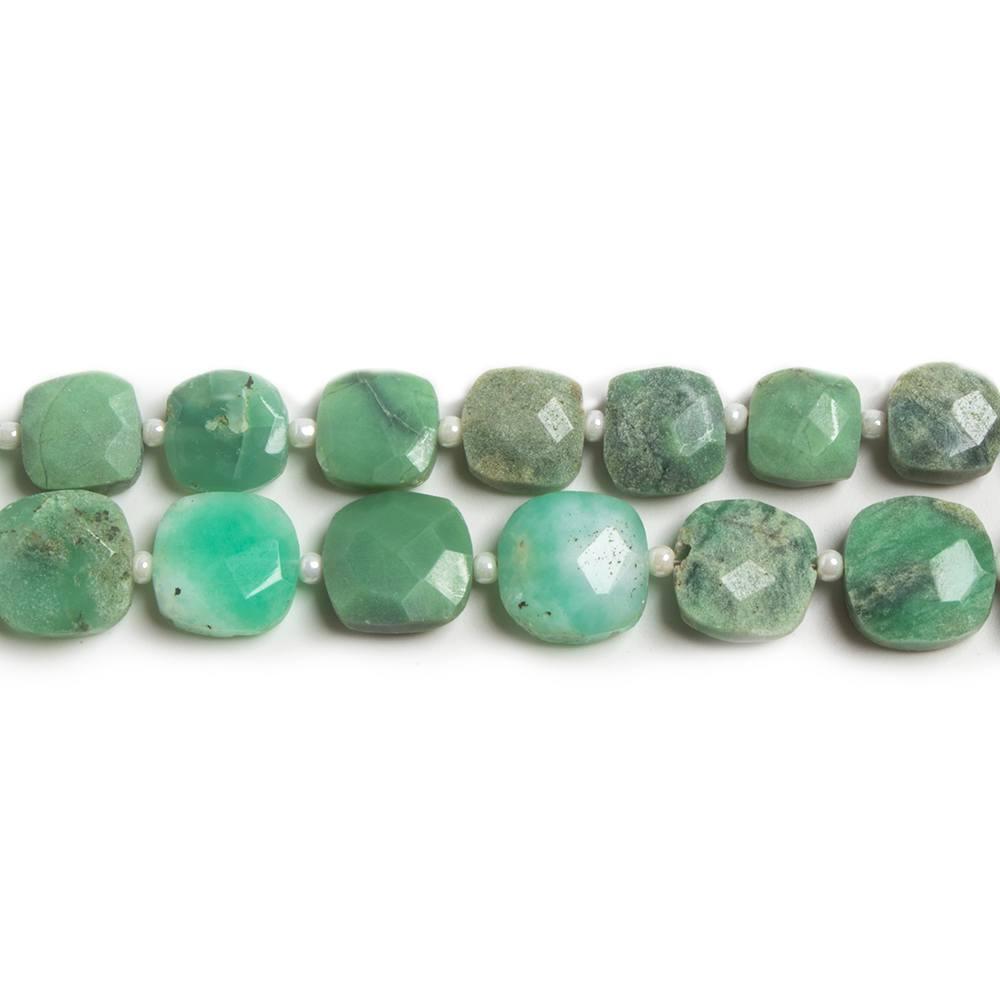 7.5x7.5-10.5x10.5mm Chrysoprase faceted pillows 68 beads Set of 2 strands - The Bead Traders