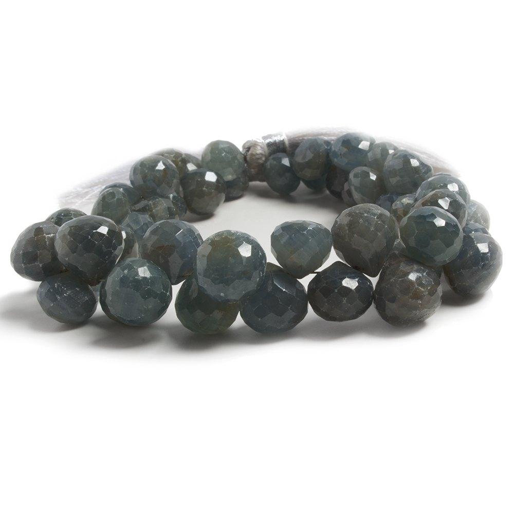 7.5x8-10x10mm Green Blue Sapphire Faceted Candy Kiss Beads 7.5 inch 47 pcs - The Bead Traders