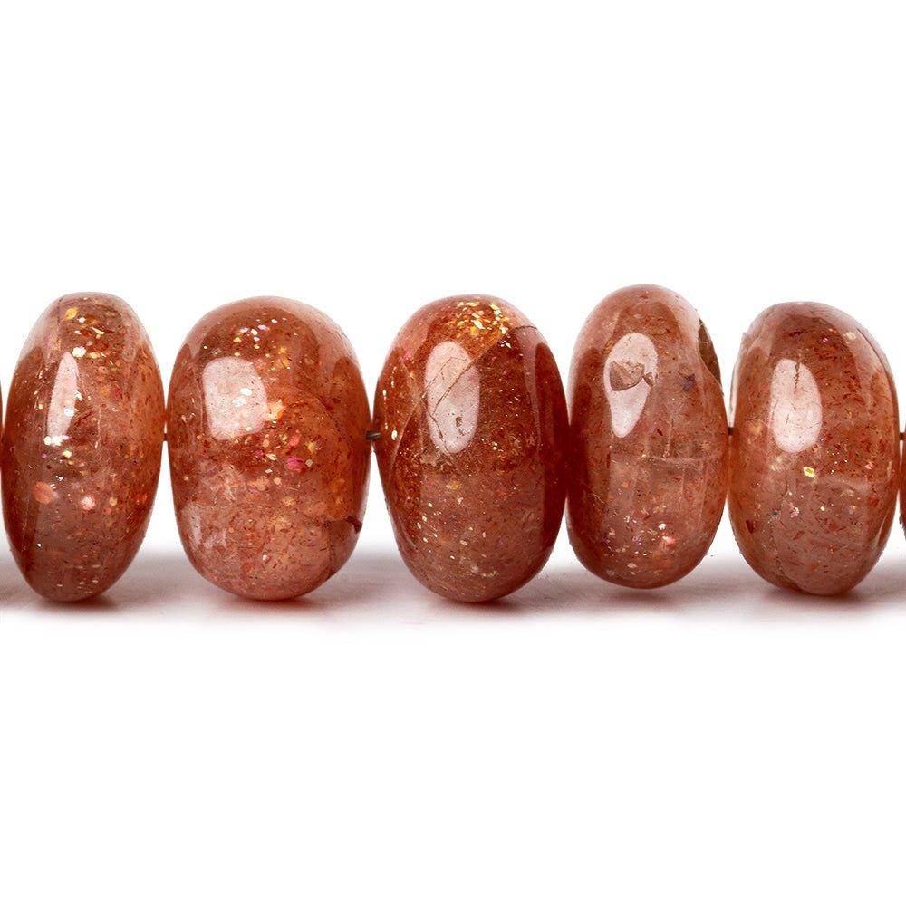 7mm - 14mm Sunstone plain rondelle beads 18 inches 53 beads - The Bead Traders
