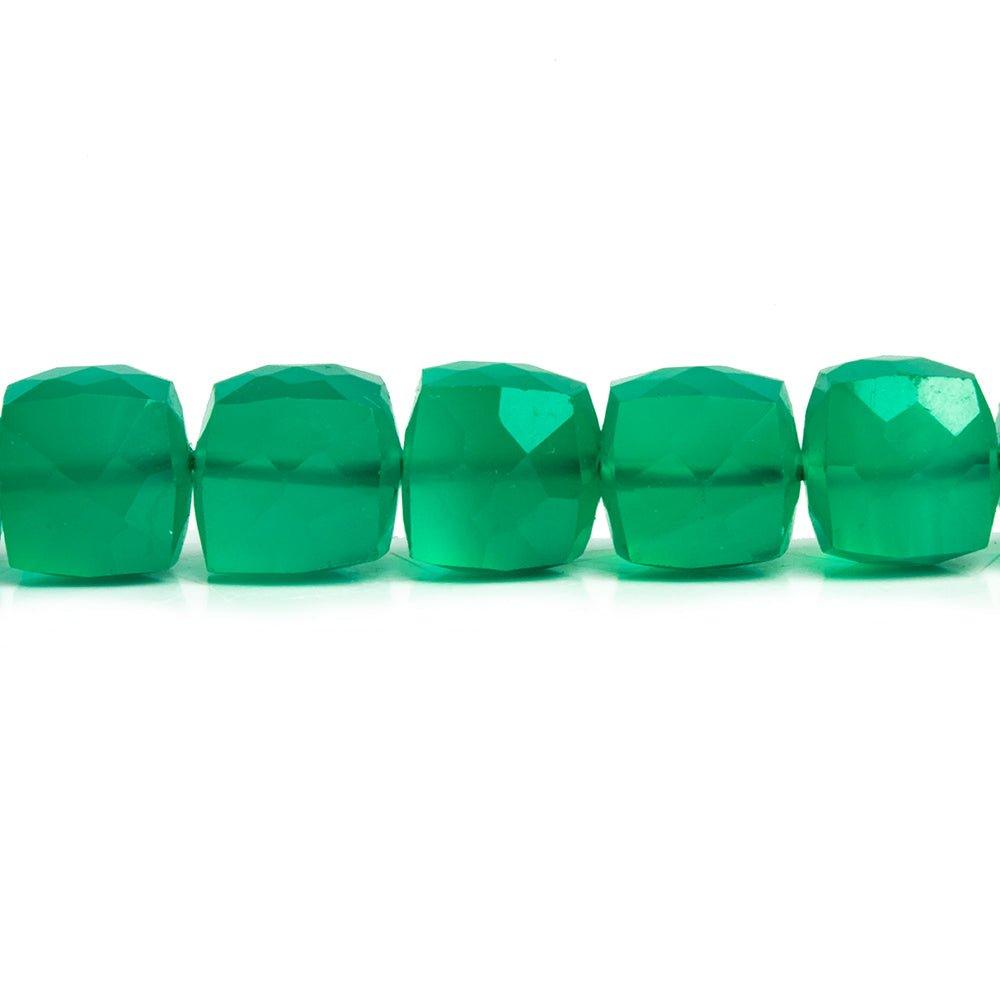 7mm-8mm Green Onyx Faceted Cube Beads 9 inch 33 pieces - The Bead Traders