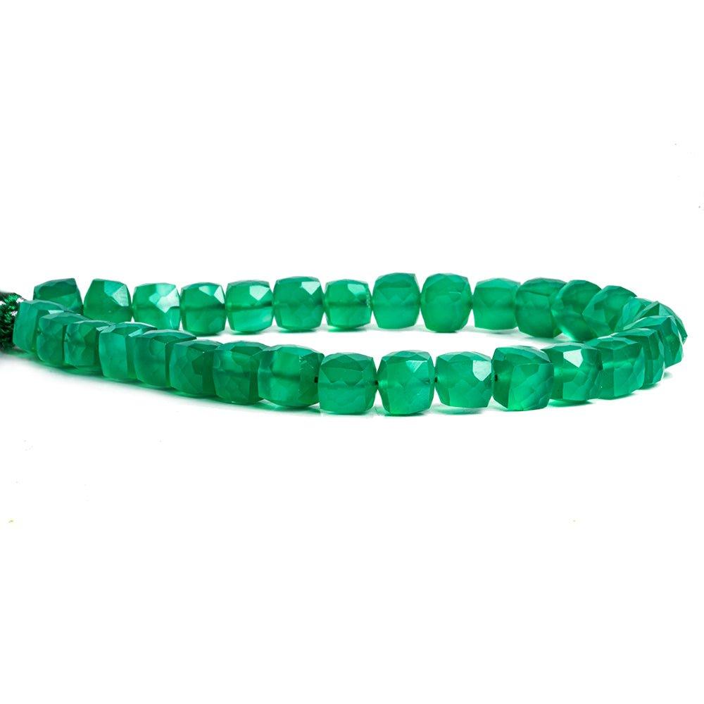 7mm-8mm Green Onyx Faceted Cube Beads 9 inch 33 pieces - The Bead Traders