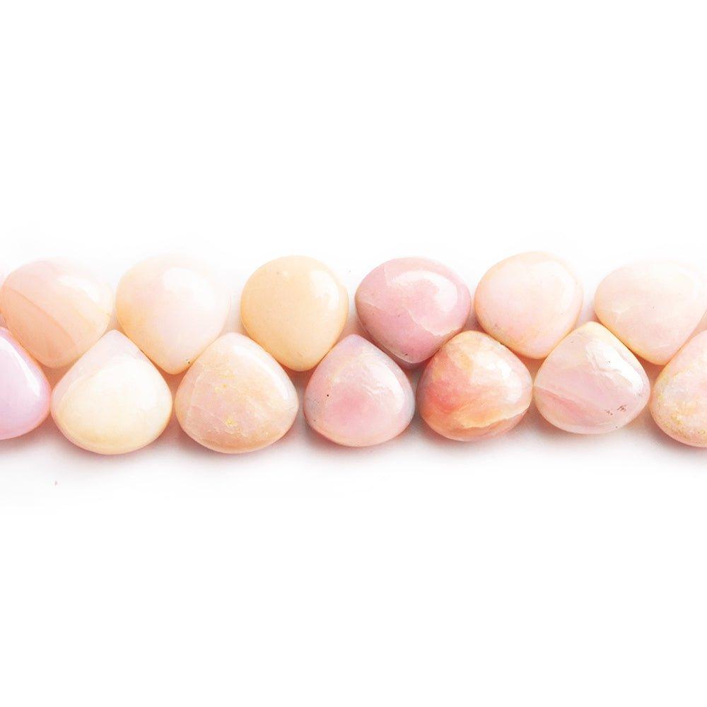 7mm-8mm Pink Peruvian Opal Plain Heart Beads 6 inch 42 pieces - The Bead Traders