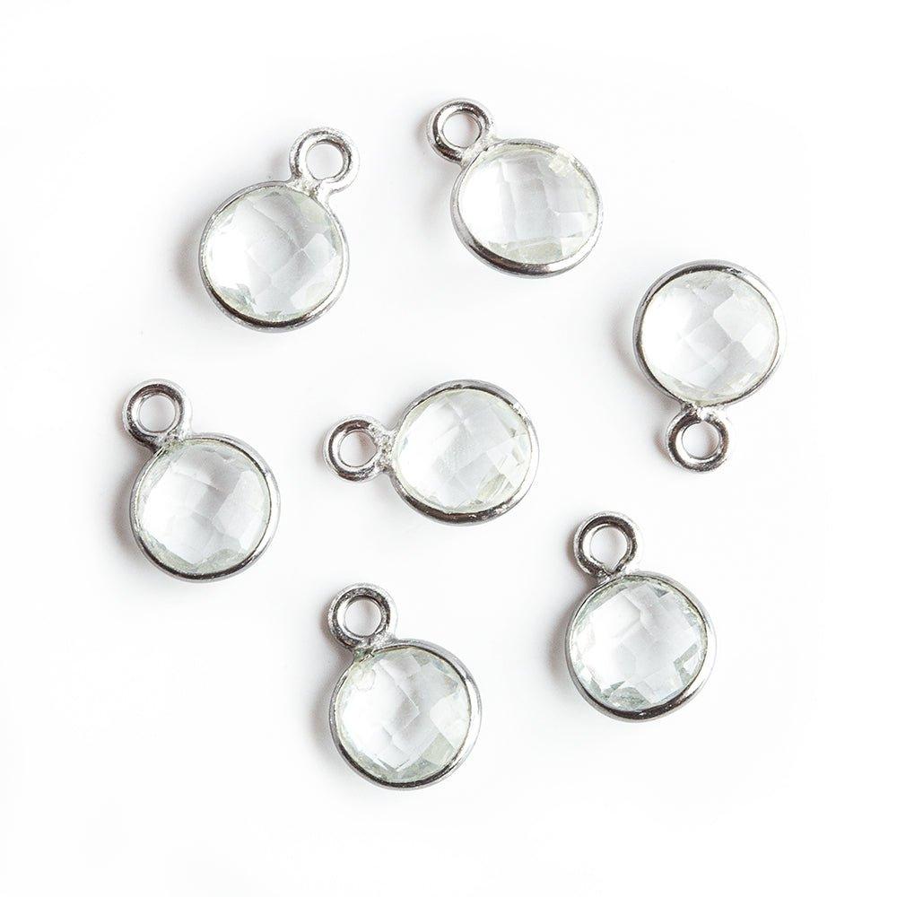 7mm Black Gold .925 Bezel Crystal HydroQuartz Coin Pendants Set of 4 pieces - The Bead Traders