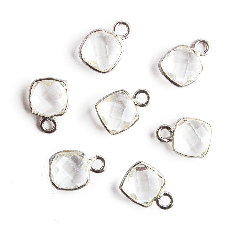 7mm Black Gold Bezel .925 Crystal Hydro Quartz Square Pendant Set of 4 pieces - The Bead Traders
