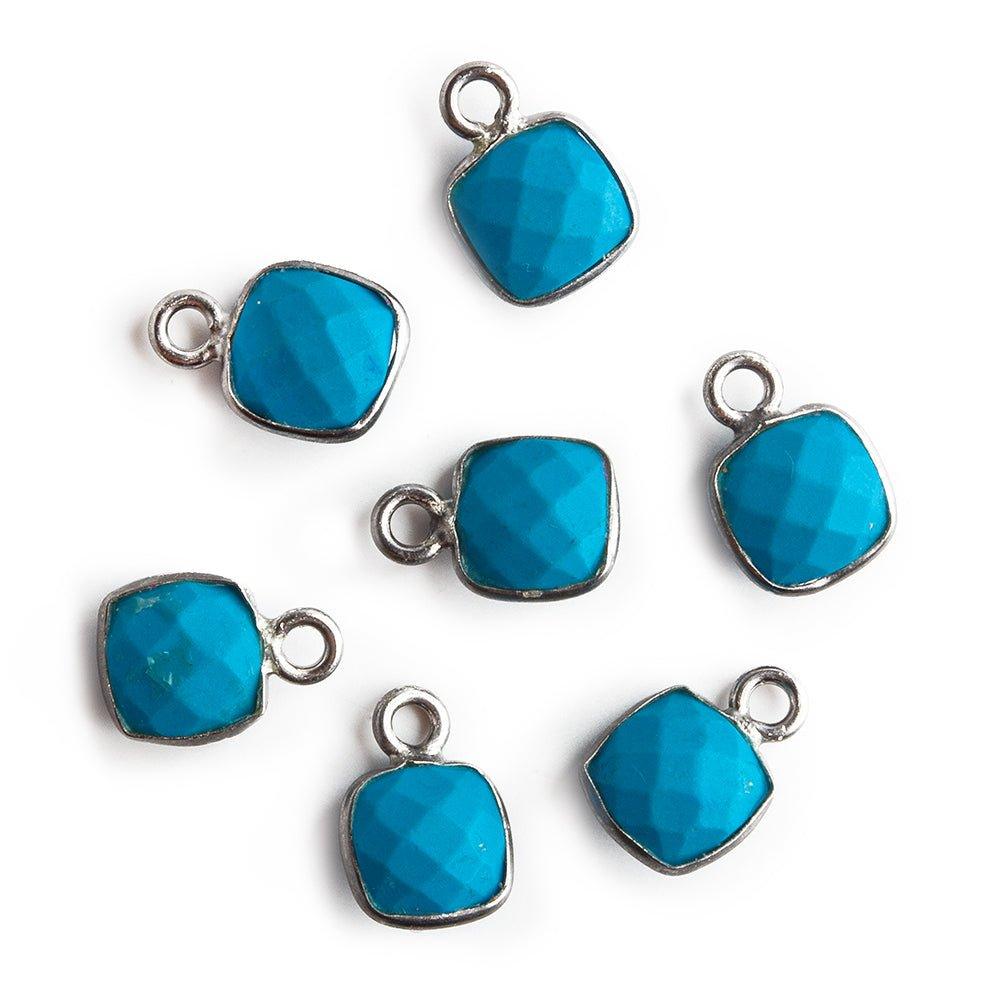 7mm Black Gold Bezeled Turquoise Howlite Square Pendants Set of 4pcs - The Bead Traders