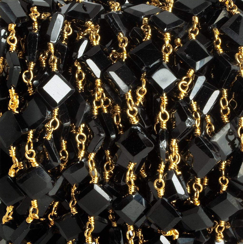 7mm Black Spinel Diamond Gold Chain 23 beads - The Bead Traders