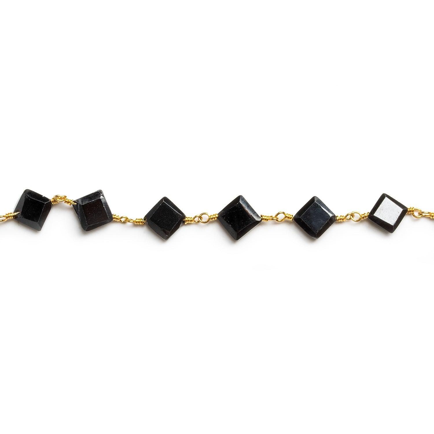 7mm Black Spinel Diamond Gold Chain 23 beads - The Bead Traders