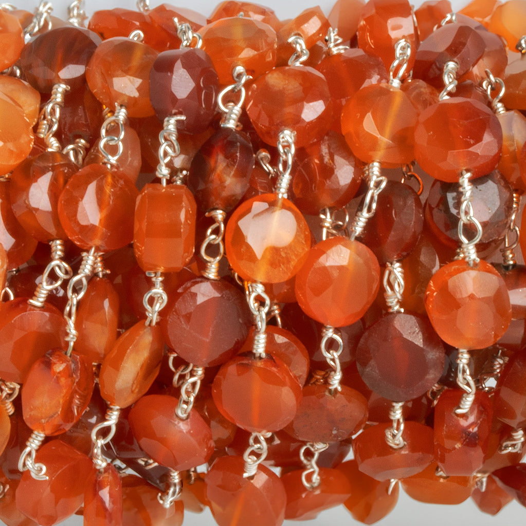 7mm Carnelian Coin Silver Chain 23 beads - The Bead Traders
