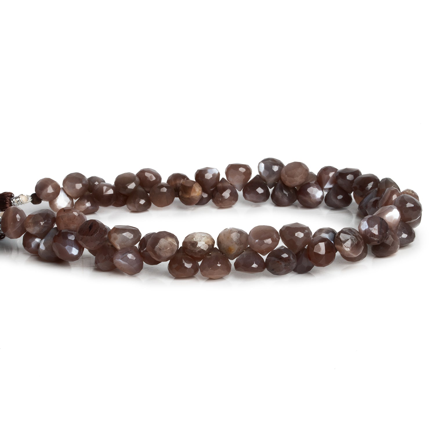 7mm Chocolate Moonstone Faceted Candy Kiss 8 inch 60 beads - The Bead Traders