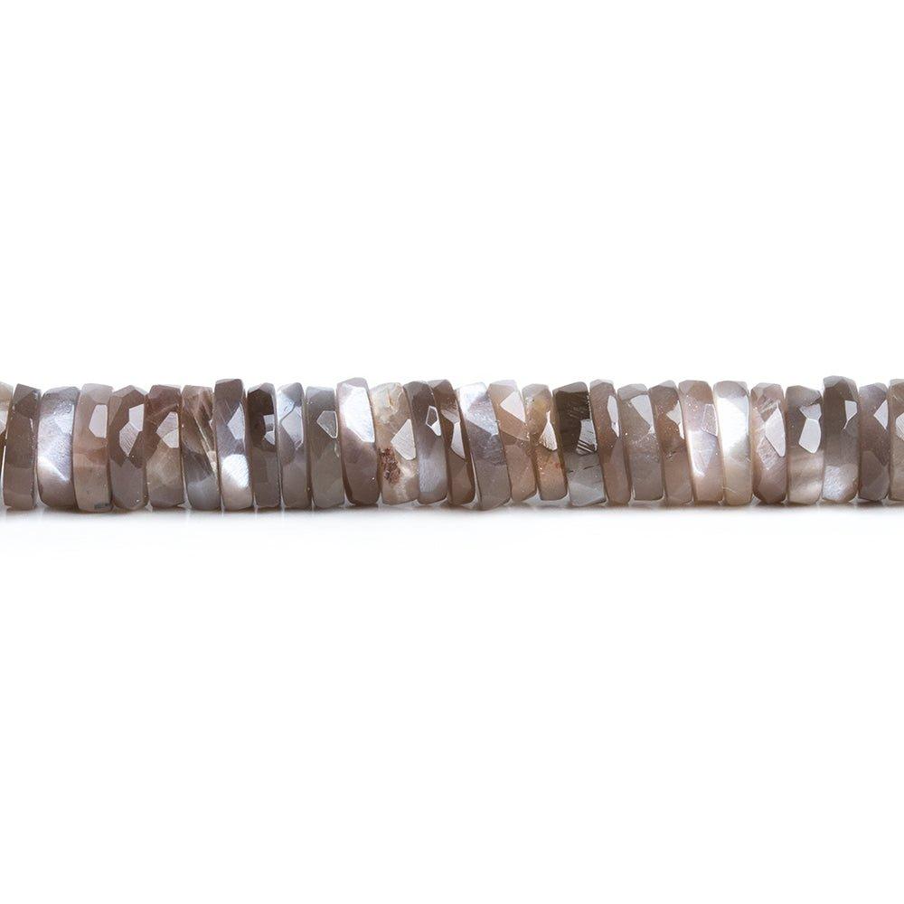 7mm Chocolate Moonstone Faceted Heishi Beads 8 inch 123 pieces - The Bead Traders