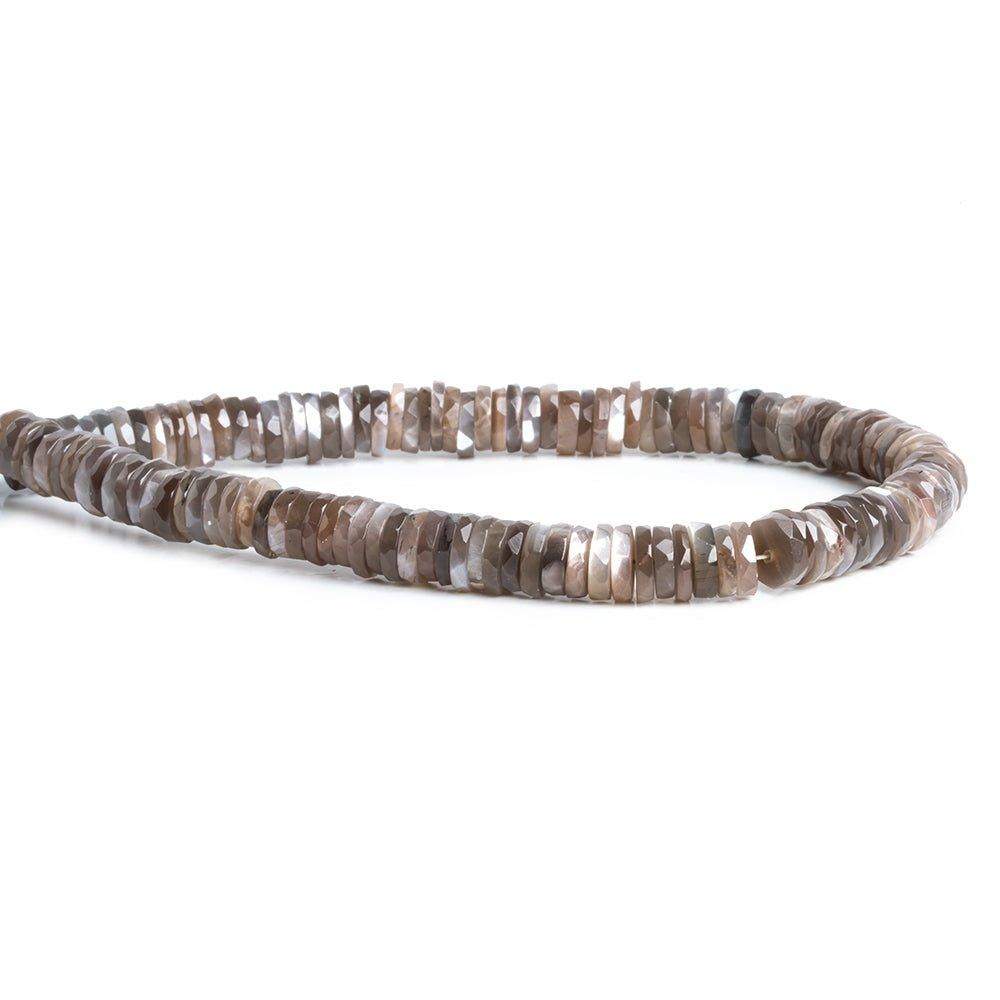 7mm Chocolate Moonstone Faceted Heishi Beads 8 inch 123 pieces - The Bead Traders