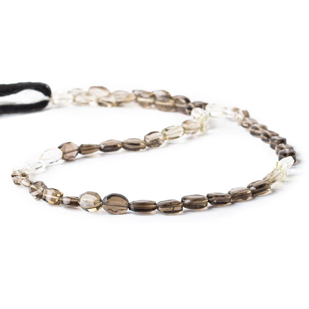 7mm Crystal Quartz and Smoky Quartz Faceted Oval Beads, 14 inch - The Bead Traders