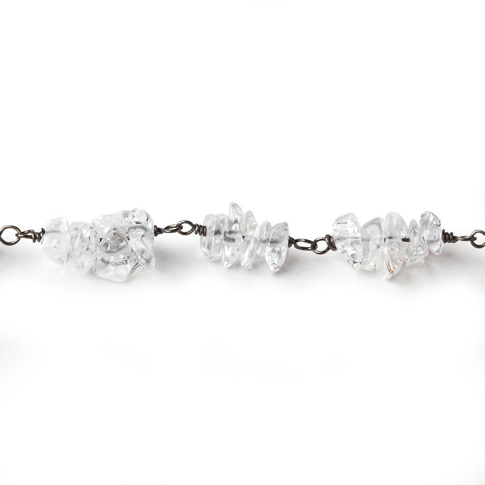7mm Crystal Quartz chip Black Gold plated Chain by the foot - The Bead Traders