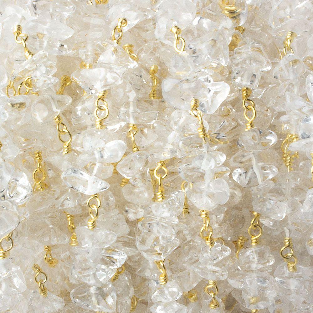 7mm Crystal Quartz chip Gold plated Chain by the foot - The Bead Traders