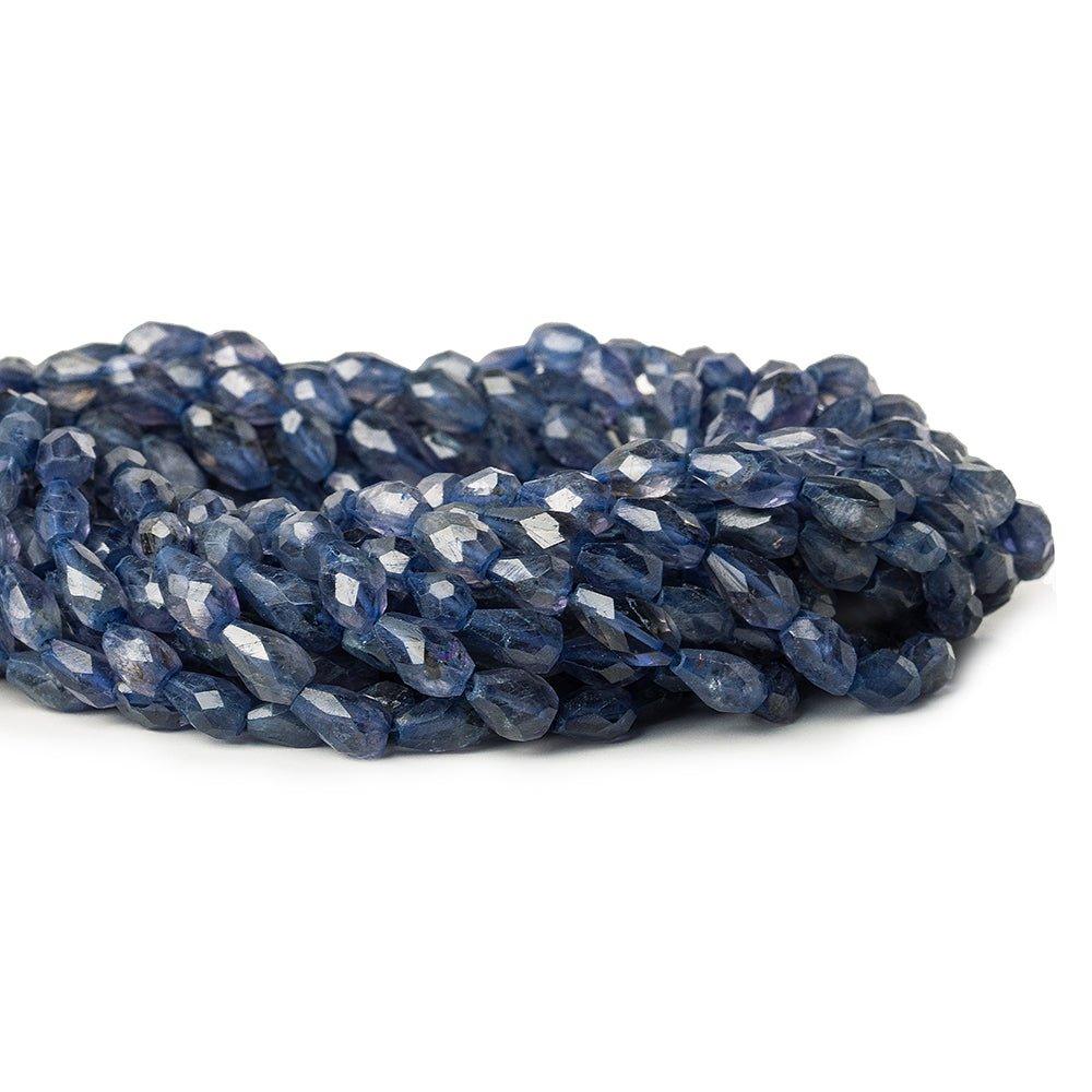 7mm Iolite Straight Drilled Faceted Teardrop Beads, 14 inch - The Bead Traders