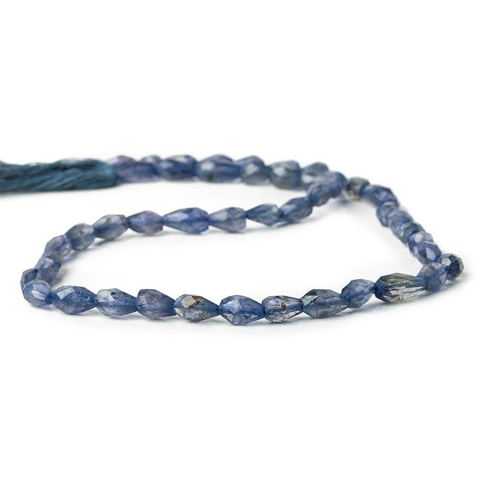 7mm Iolite Straight Drilled Faceted Teardrop Beads, 14 inch - The Bead Traders