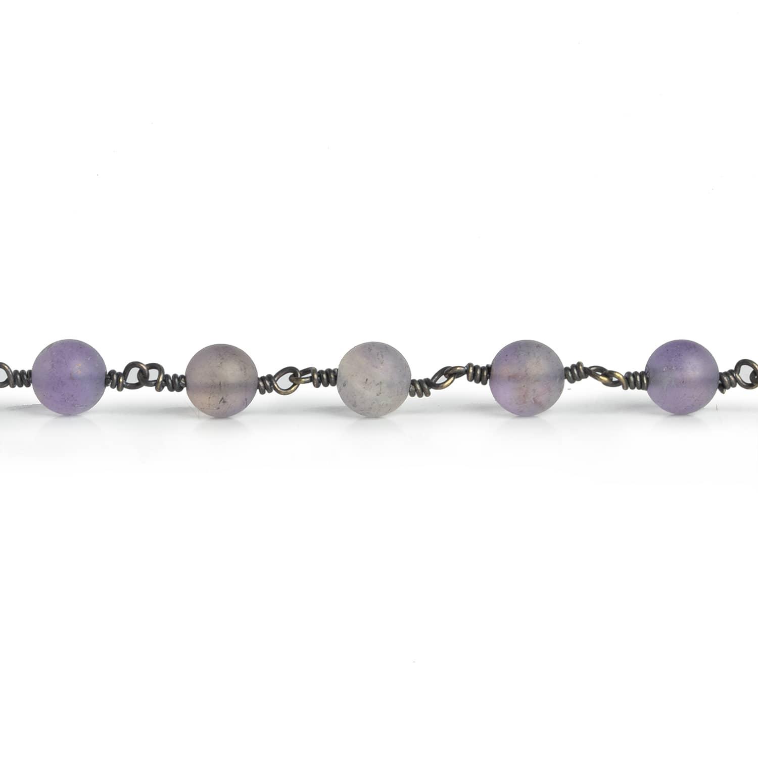 7mm Matte Amethyst Round Black Gold Chain 24 pieces - The Bead Traders