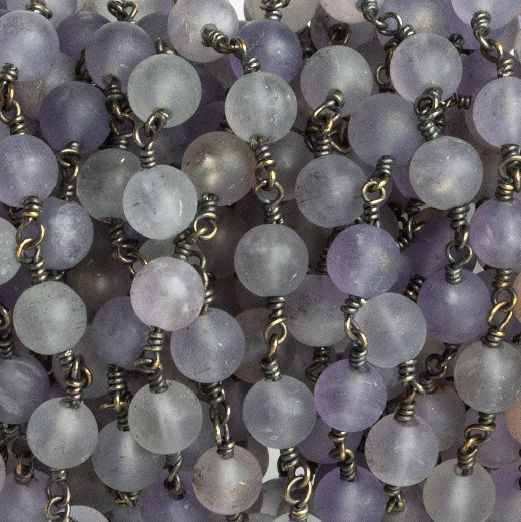 7mm Matte Amethyst Round Black Gold Chain 24 pieces - The Bead Traders