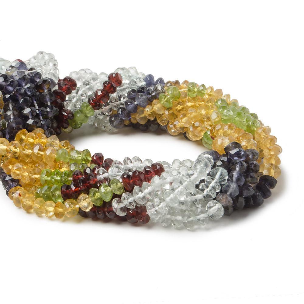 7mm Multi Gemstone Faceted Rondelle Beads, 14.5 inch - The Bead Traders