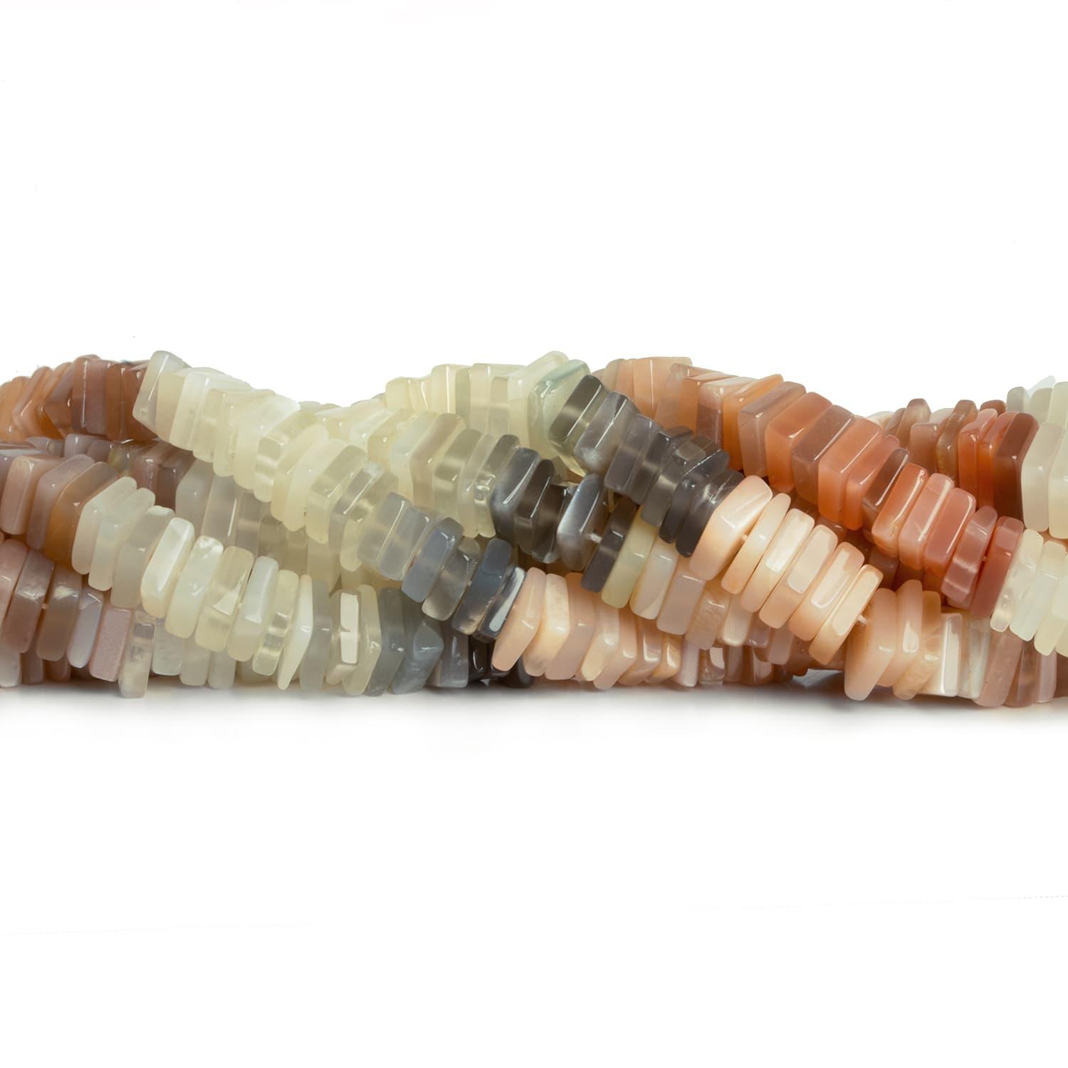 7mm Multi Moonstone Square Heishis 16 inch 170 pieces - The Bead Traders