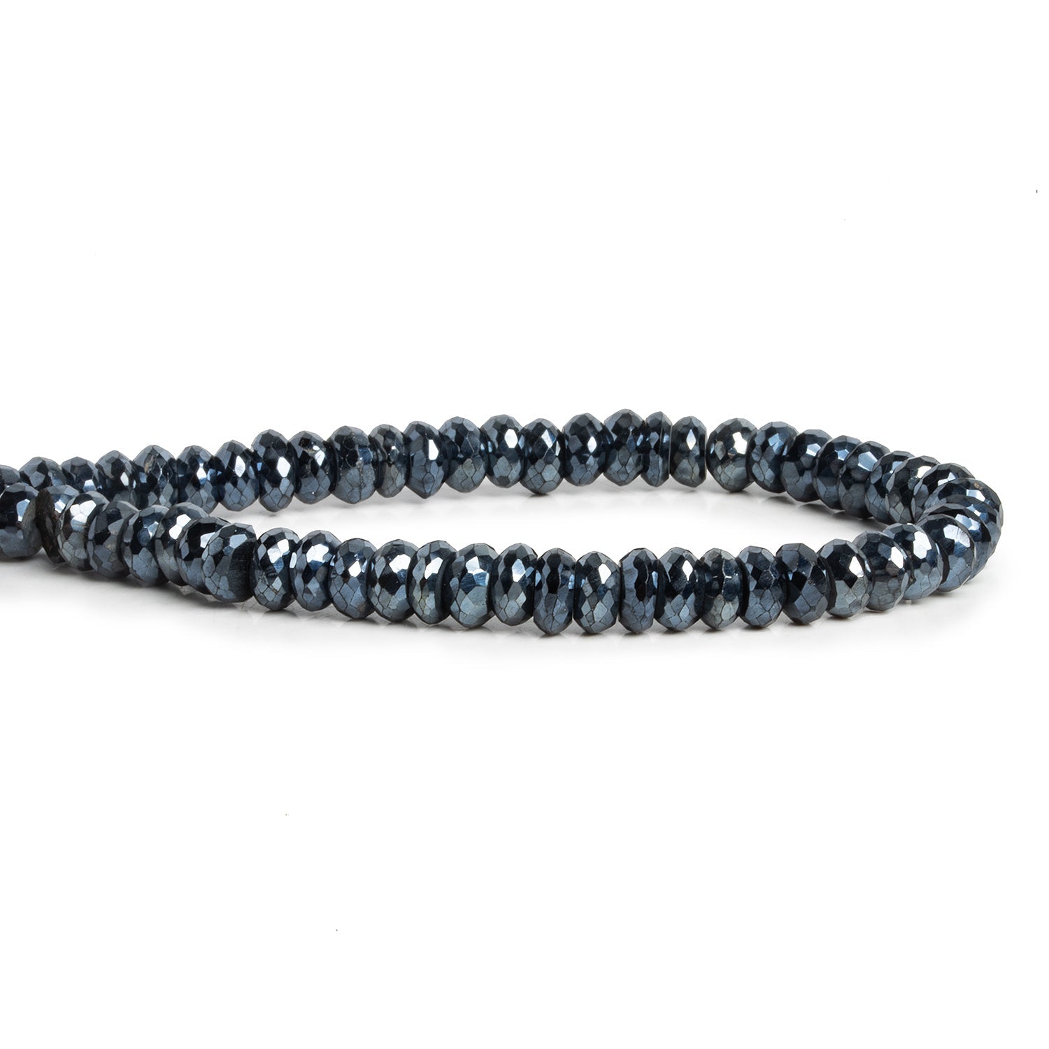 7mm Mystic Black Spinel Faceted Rondelles 7.5 inch 50 beads - The Bead Traders