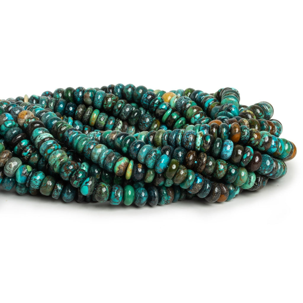 7mm Natural Hubei Turquoise Plain Rondelles 16 inch 100 beads - The Bead Traders