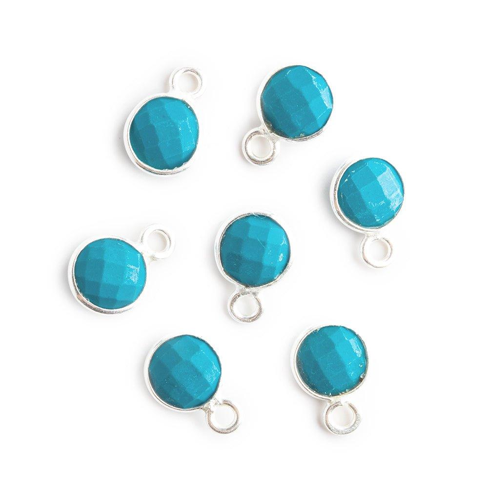 7mm Silver Bezeled Turquoise Howlite Coin Pendants Set of 4pcs - The Bead Traders