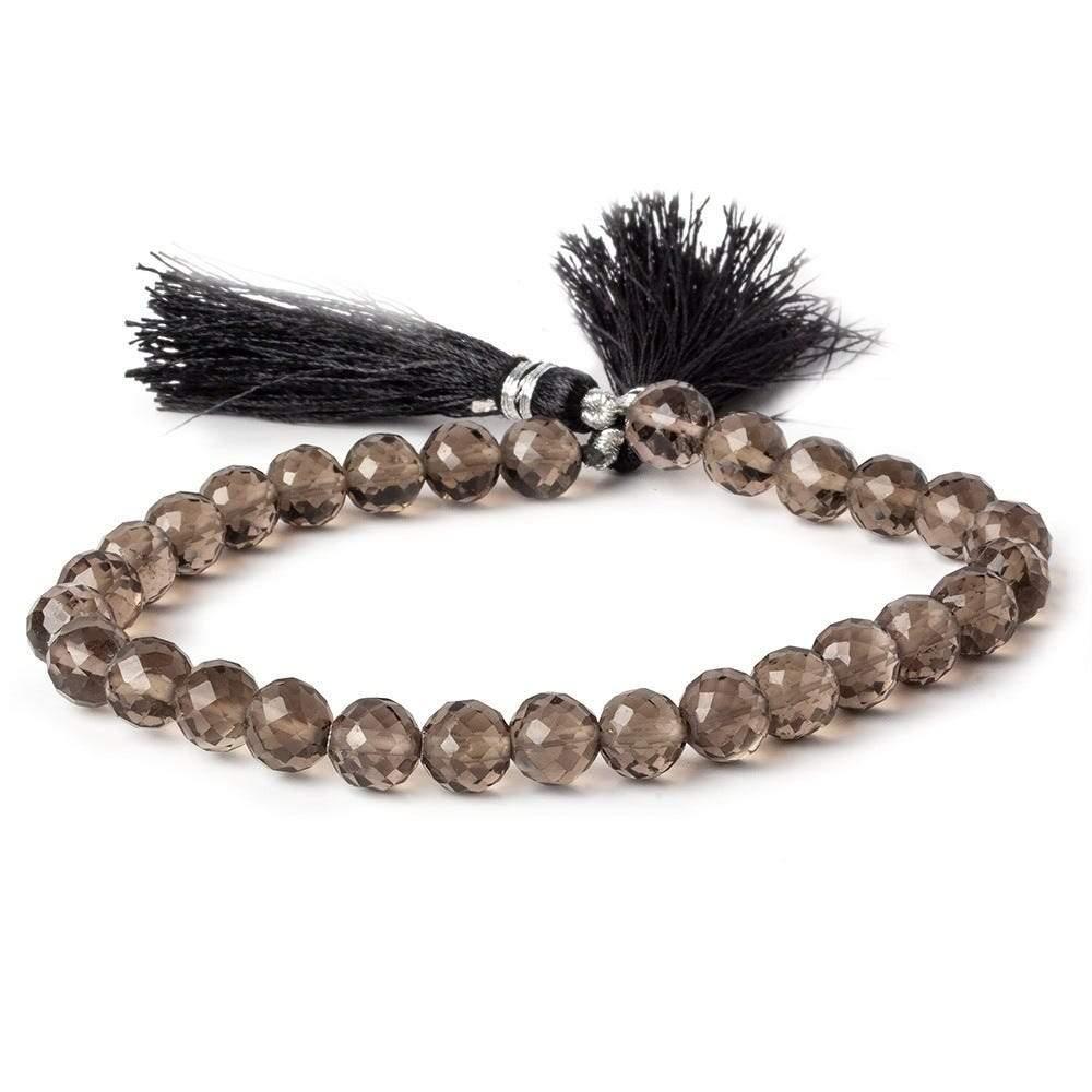 7mm Smoky Quartz faceted rounds 8 inch 29 beads - The Bead Traders