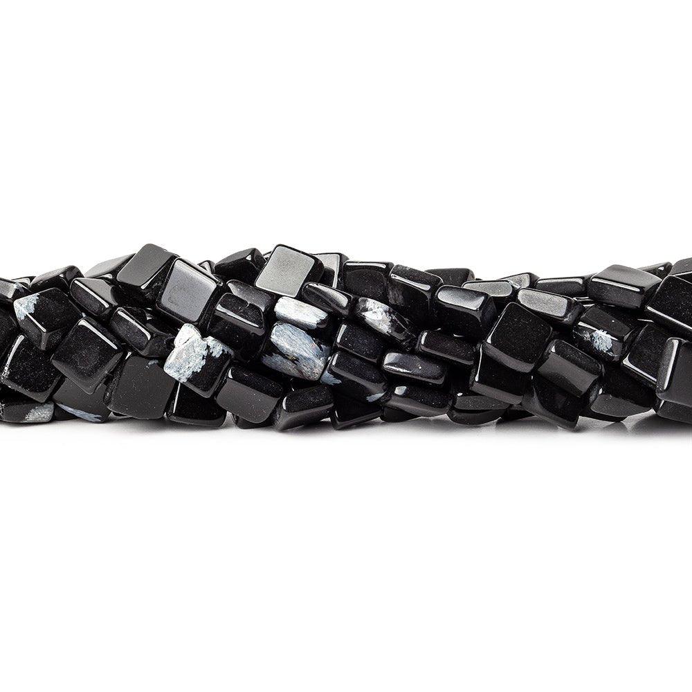 7mm Snowflake Obsidian Plain Square Beads, 14 inch - The Bead Traders