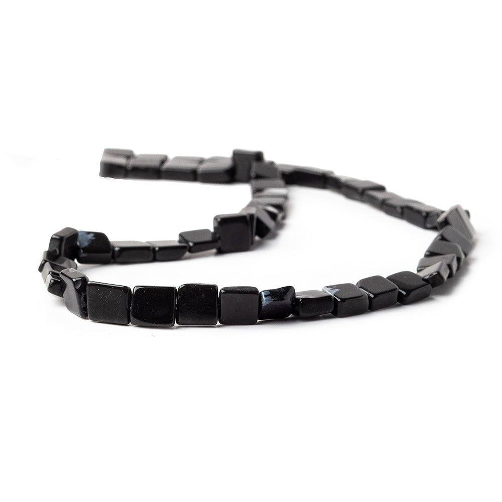 7mm Snowflake Obsidian Plain Square Beads, 14 inch - The Bead Traders