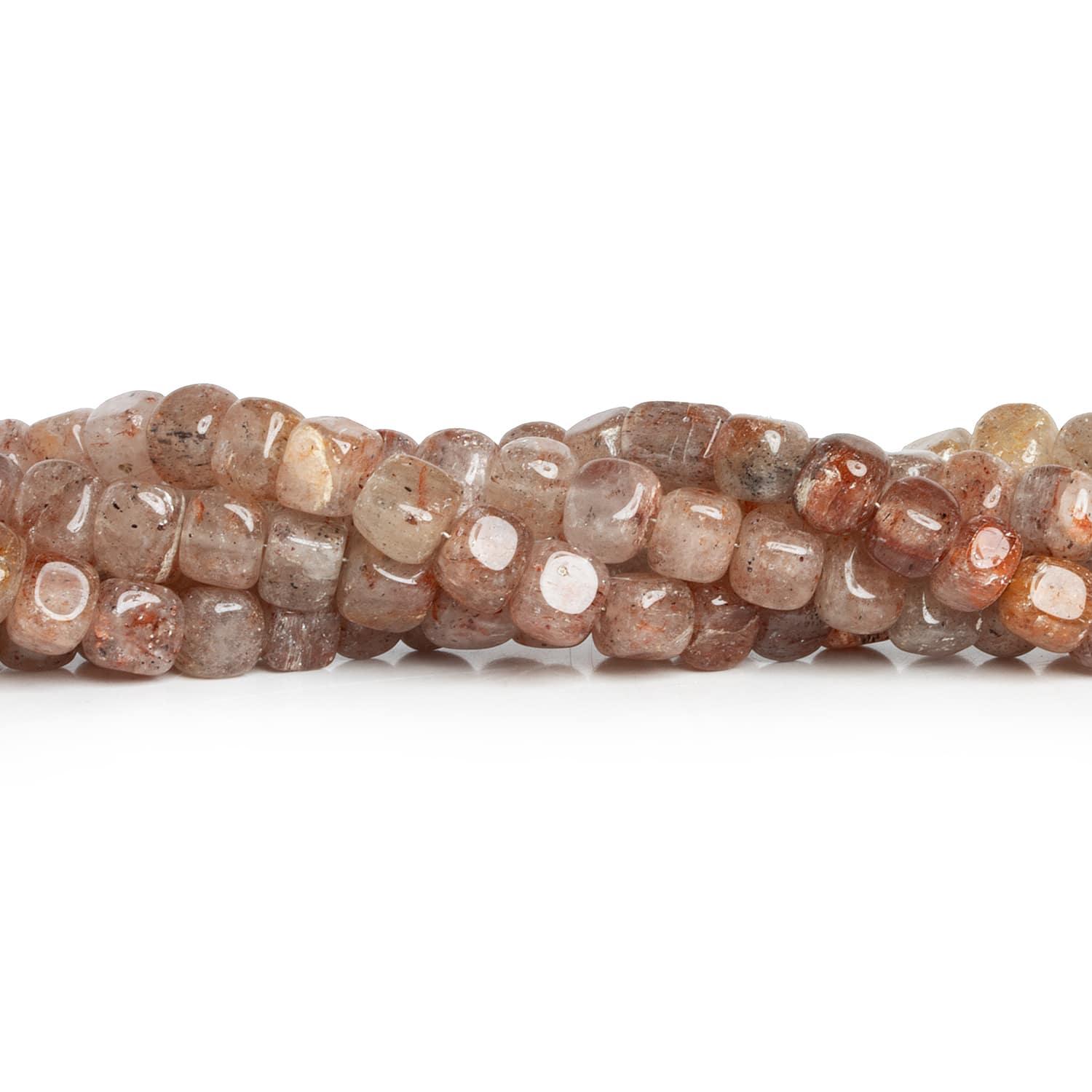 7mm Strawberry Quartz Plain Cubes 16 inch 62 beads - The Bead Traders