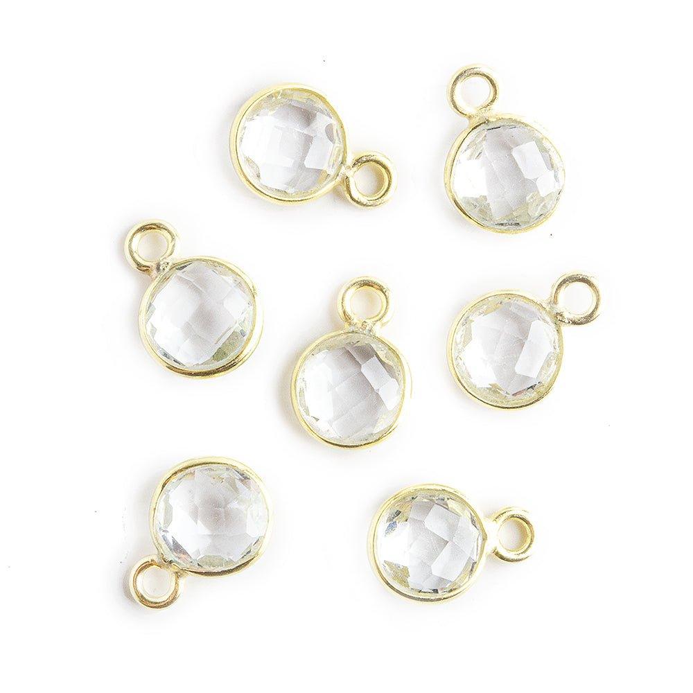 7mm Vermeil Bezel Crystal Hydro Quartz Coin Pendants Set of 4 pieces - The Bead Traders