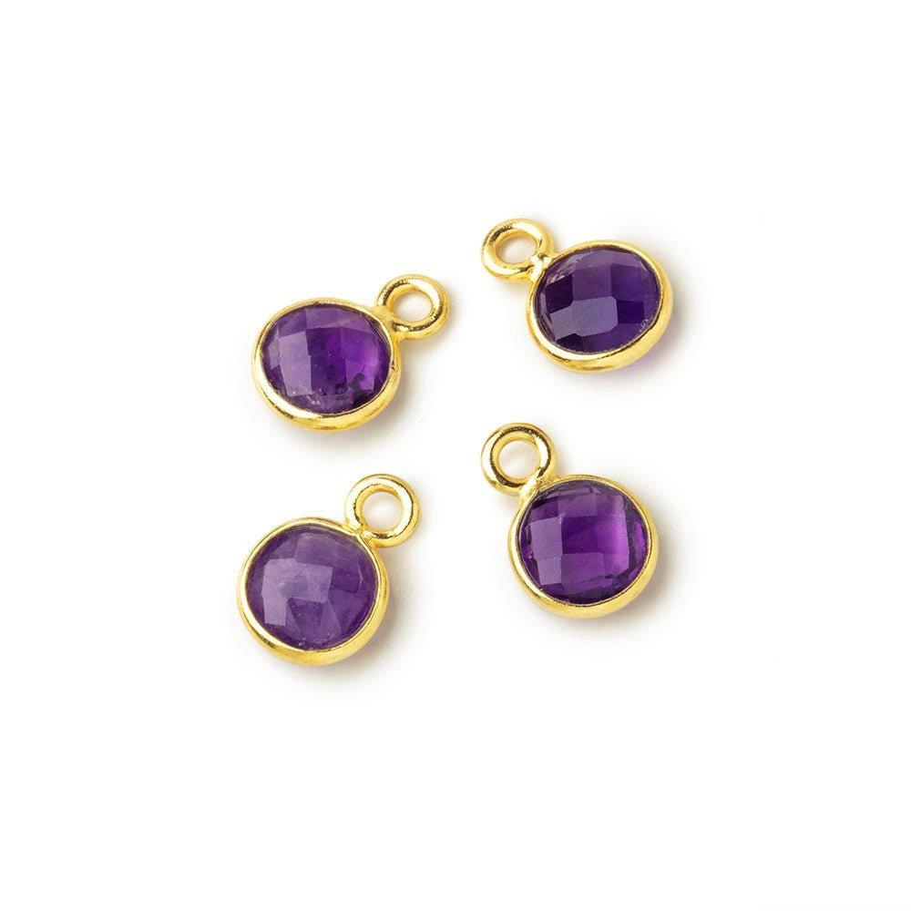 7mm Vermeil Bezeled Amethyst Coin Pendants Set of 4 pieces - The Bead Traders