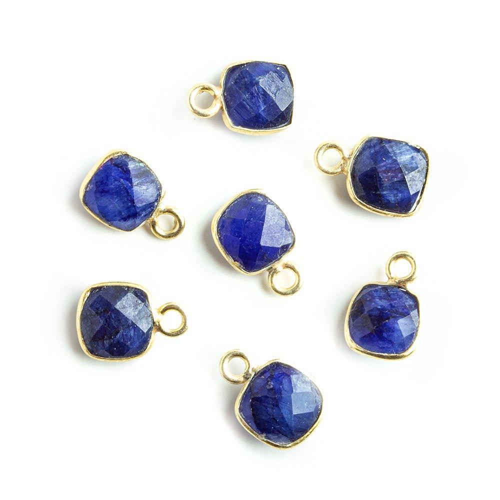 7mm Vermeil Bezeled Dark Blue Quartz Square Pendants Set of 4 pieces - The Bead Traders