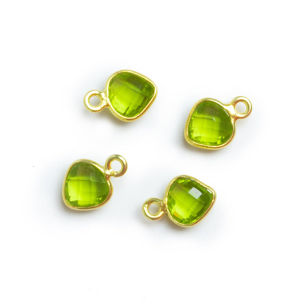 7mm Vermeil Bezeled Green Quartz Heart Pendants Set of 4 pieces - The Bead Traders