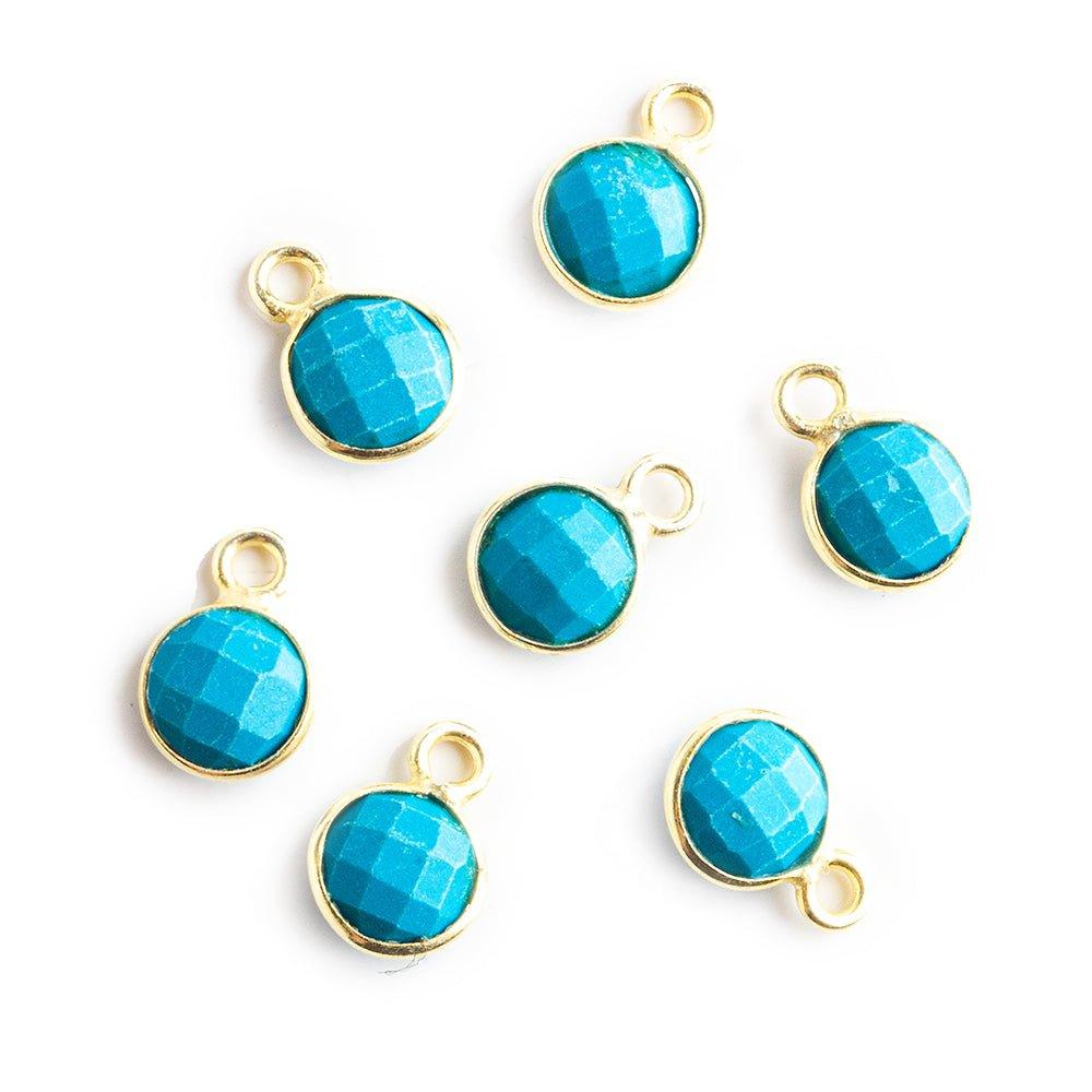 7mm Vermeil Bezeled Man-Made Turquoise Coin Pendants Set of 4 pieces - The Bead Traders