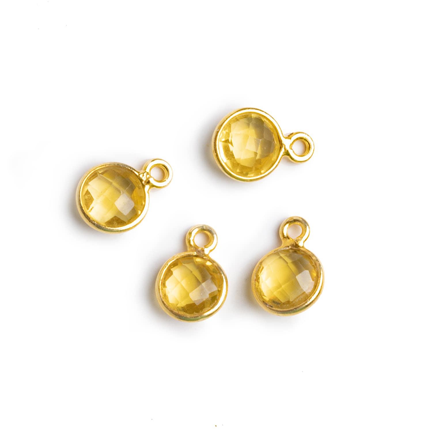 7mm Vermeil Bezeled Yellow Quartz Coin Pendants Set of 4 pieces - The Bead Traders